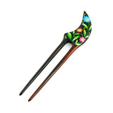 Handmade Teakwood 2-Prong Color Lacquered Hair Stick