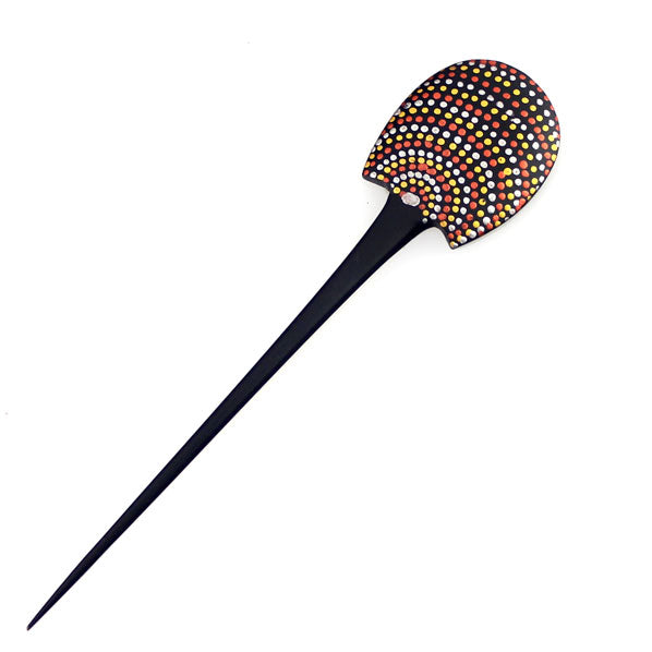 Handmade Thailand Fossilwood Lacquered Dots Hair Stick