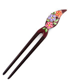 Handmade Teakwood 2-Prong Color Lacquered Hair Stick