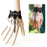 Black Lace Bracelet w/ Chain Tassels