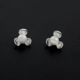 Pearl and Rhinestone Floral Earstuds