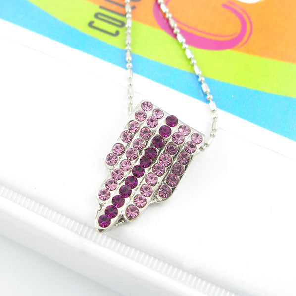 Purple Czech Crystal Rhinestone Chandelier Pendant Necklace
