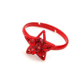 Red Star Czech Crystal Rhinestone Adjustable Ring