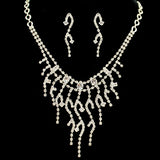 Swarovski Rhinestone Wave Bridal Layered Necklace Earring Set