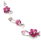 LUX Swarovski Crystal Floral Bridal Necklace Earring Set Pink