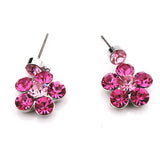 LUX Swarovski Crystal Floral Bridal Necklace Earring Set Pink