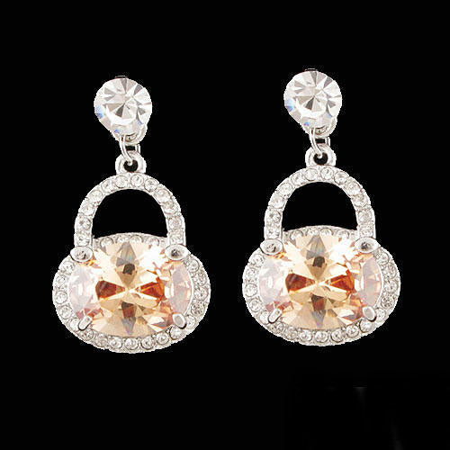 LUX Swarovski Rhinestone Bridal Necklace Earring Set Love Lock