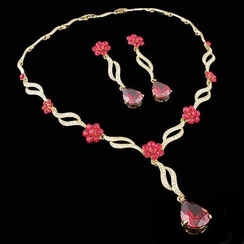 LUX Swarovski Rhinestone Oriental Bridal Necklace Earring Set
