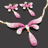 LUX Swarovski Rhinestone Butterfly Bridal Necklace Earring Set
