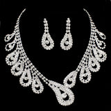 Phoenix Plume Rhinestone Bridal Necklace Earrings Matching Set
