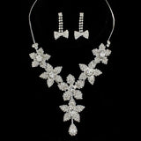 Rhinestone Floral Bridal Necklace Earrings Set