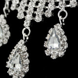 Bridal Rhinestone Teardrop Necklace Screw-back Earrings Set
