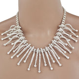 Rhinestone Curved Burst Wedding Necklace Earrings Set