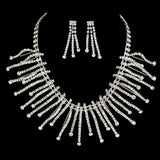 Rhinestone Curved Burst Wedding Necklace Earrings Set