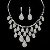 Bridal Rhinestone Drops Necklace Earrings Set