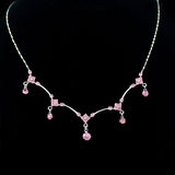 Pink Rhinestone Necklace with Drops