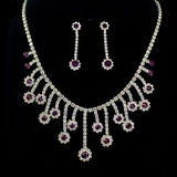 Bridal Purple Drops Necklace Earrings Set