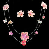 LUX Enamel Flowers Beatles Swarovski Rhinestone Necklace Earrings Set