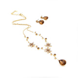 LUX Swarovski Rhinestone Star Flowers and Teardrop Necklace Earrings Set