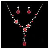 LUX Swarovski Rhinestone Star Flowers and Teardrop Necklace Earrings Set