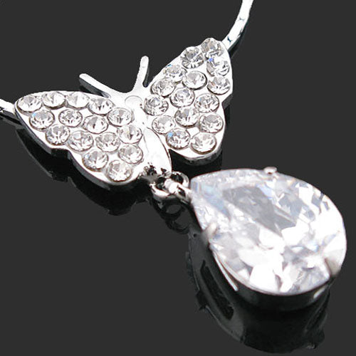 LUX Swarovski Rhinestone Butterflies Necklace Earrings Set