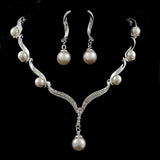 Simple Single Strand Pearl Costume Necklace and Earrings Set