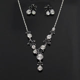 LUX Black&White Enamel Floral Jewelry Set w/ Swarovski Rhinestones