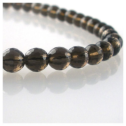 7mm 128-side Faceted Natural Smokey Quartz Necklace