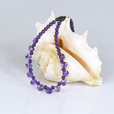 4mm Natural Amethyst Round and Faceted Raindrop Necklace