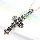 Silver Tone Fashion Necklace with Vintage Cross Pendant