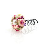 Updo Secure Spin Hairpin with Pink Flower