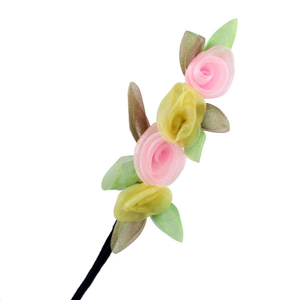 Crystalmood Flexy Hair Styler Floral Up-do Stick 4-Flower Pink