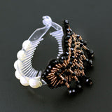 Comb Style Bun Wrap with Fringed Bead Embroidery Piece