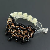 Comb Style Bun Wrap with Fringed Bead Embroidery Piece Pink