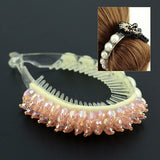 Comb Style Bun Wrap with Crystals Piece White