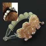 Comb Style Bun Wrap with Fringed Bead Embroidery Piece