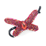 Sequined and Beaded Butterfly Twist Hair Barrette Red