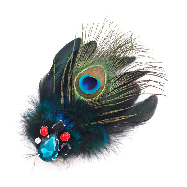 Peacock Feather Hair Clip and Brooch