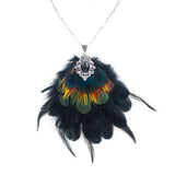 Colorful 3-in-1 Feather Hair Clip Brooch and Necklace