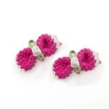 Hotpink Crocheted Bow Hair Clips [Pair]