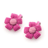 Knitted Flower Hair Clips Hotpink [Pair]