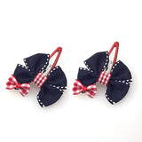 Navy Blue and Red Bows Bobby Hair Clips [Pair]