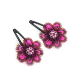 Pair of Purple Feather Floral Hair Clips