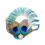 Peacock Feather Hair Clip with Rhinestones