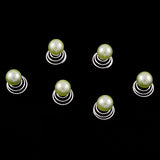 Green Glass Pearl Spiral Bridal Hair Pin (Set of 6)