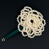 White Pearl Beaded Flower Hair Clip [pc]