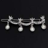 Silver Finish Wavy Bridal Hair Clip with Teardrop Dangles [pc]