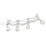 Silver Finish Wavy Bridal Hair Clip with Teardrop Dangles [pc]