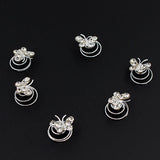 Clear Butterfly Rhinestone Spiral Bridal Hair Pin (Set of 6)