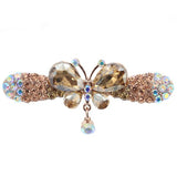Gold Finish Rhinestone Butterfly Princess Hair Clip with Drop